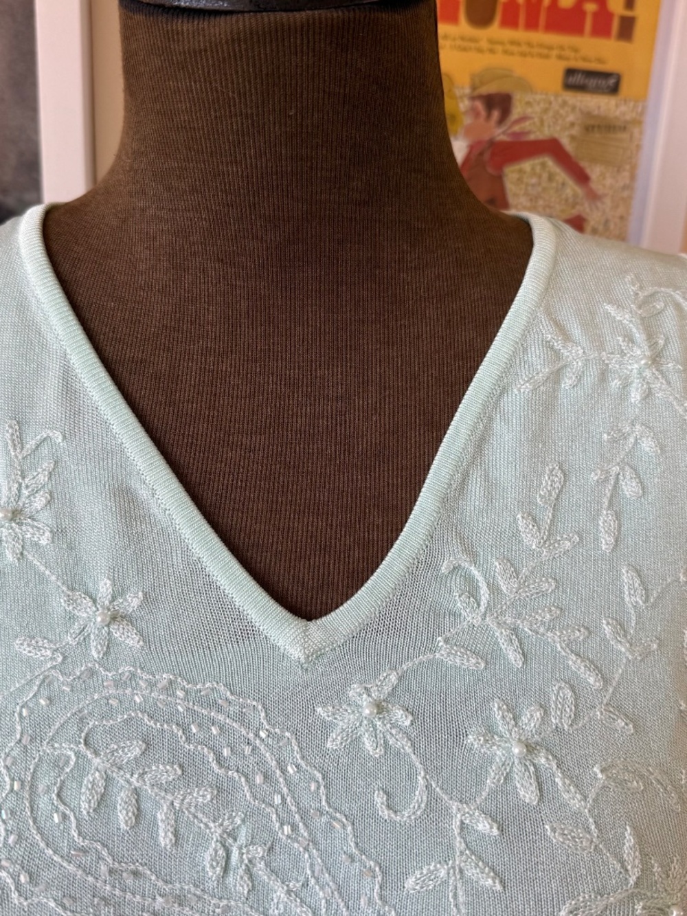 PASTEL MINT EMBROIDERED BEADED TANK – COQUETTE VINTAGE FAIRYCORE TOP - Picture 5 of 8